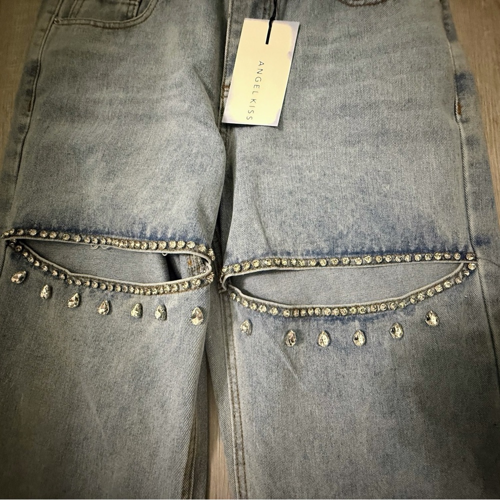 Angel Kiss jeans - embellished, Light Blue Embellished Women Jeans NWT - Picture 2 of 10
